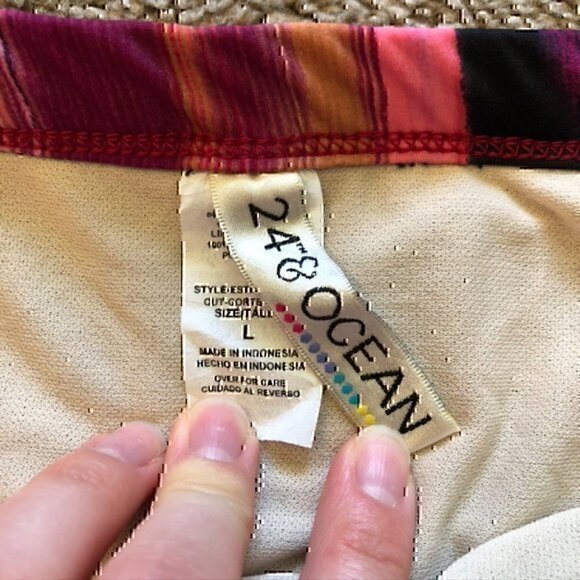 NEW NWOT 24TH OCEAN Black Purple Cream ish Stripe Bikini Swimsuit Bottom Large L - Picture 3 of 8